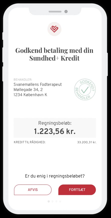 Sundhed+ mobile payment approval interface